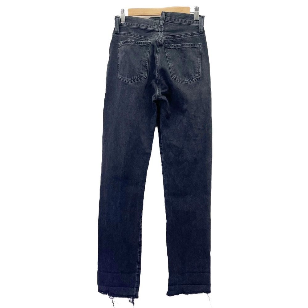 Agolde Criss Cross Straight Jeans in Shambles Black Wash Raw Hem Women’s Size 24 - Picture 3 of 16